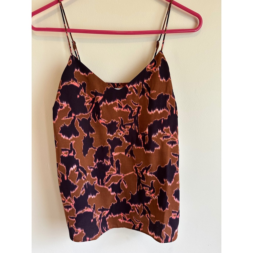 Nine West Petites Abstract Ikat Print Cami V-Neck Tank Top Brown PM WW13W201EP1